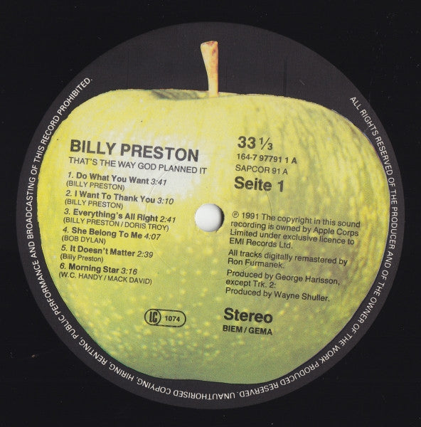 Billy Preston : That's The Way God Planned It (LP, Album, RE, RM + 12")