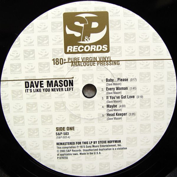 Dave Mason : It's Like You Never Left (LP, Ltd, Num, RE, RM, Gat)