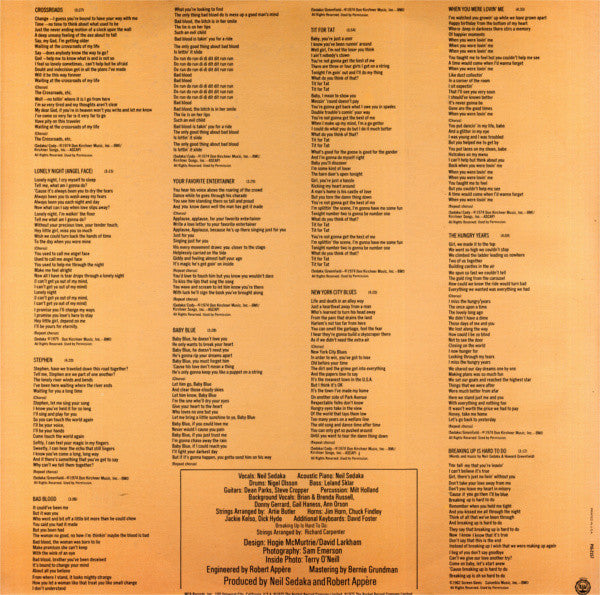 Neil Sedaka : The Hungry Years (LP, Album, Mon)