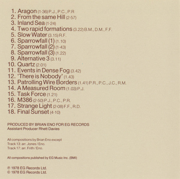 Brian Eno : Music For Films (CD, Album, RE)