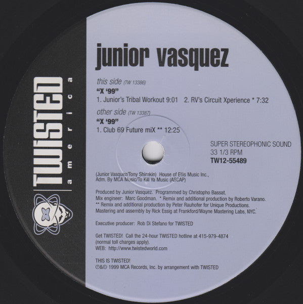Junior Vasquez : X '99 (12")