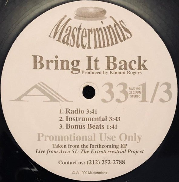 Masterminds : Bring It Back (12",Promo)