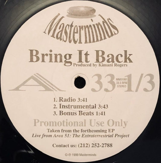 Masterminds : Bring It Back (12",Promo)