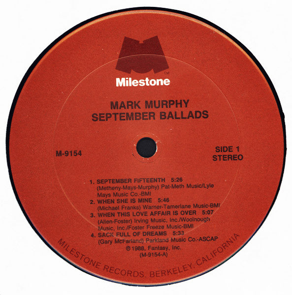 Mark Murphy Featuring Larry Coryell And Art Farmer : September Ballads (LP, Album)