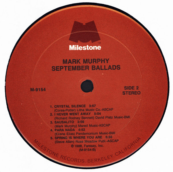 Mark Murphy Featuring Larry Coryell And Art Farmer : September Ballads (LP, Album)