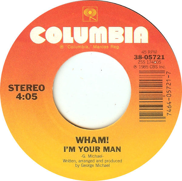 Wham! : I'm Your Man (7", Single, Styrene, Pit)