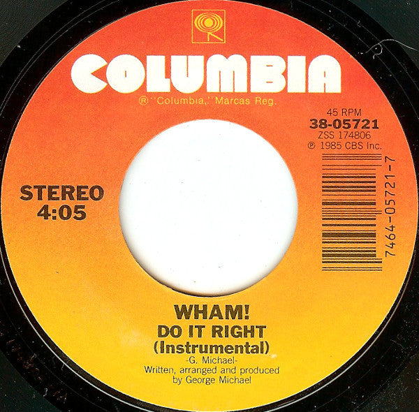 Wham! : I'm Your Man (7", Single, Styrene, Pit)