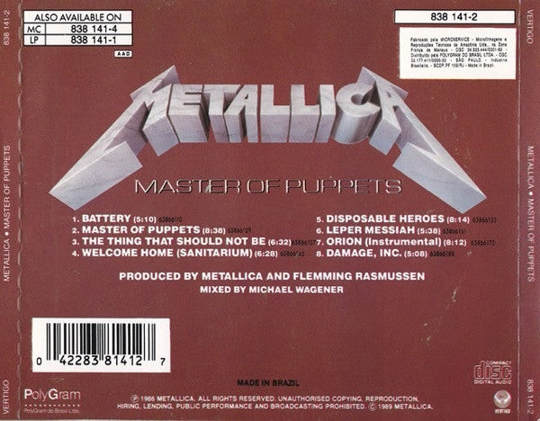 Metallica : Master Of Puppets (CD, Album, RE)