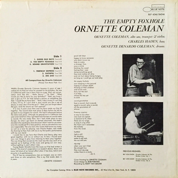 Ornette Coleman : The Empty Foxhole (LP, Album, NY )