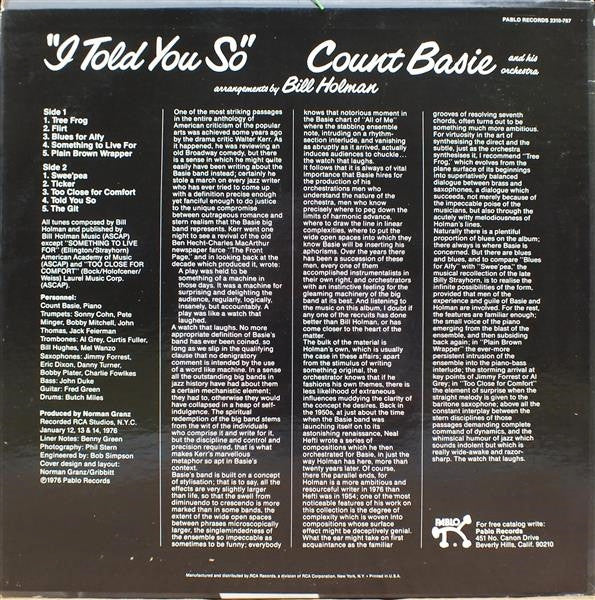 Count Basie And His Orchestra* : I Told You So (LP)