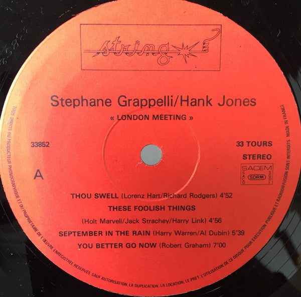 Stéphane Grappelli & Hank Jones : London Meeting (LP, Album)
