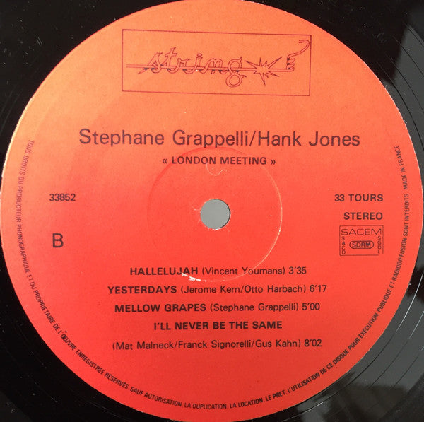 Stéphane Grappelli & Hank Jones : London Meeting (LP, Album)