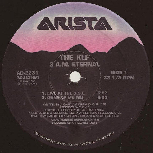 The KLF : 3 A.M. Eternal (Live At The S.S.L.) (12")