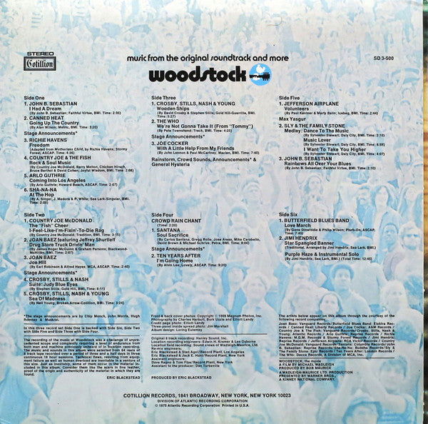 Various : Woodstock - Music From The Original Soundtrack And More (3xLP, Album, Mon)
