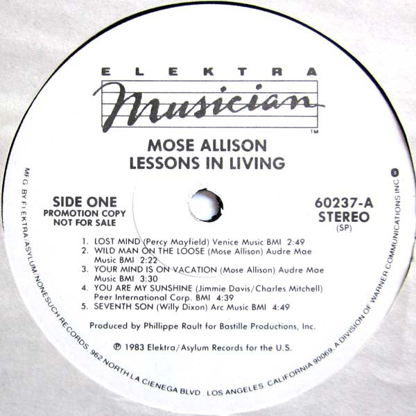 Mose Allison : Lessons In Living (LP, Album, Promo, SP )