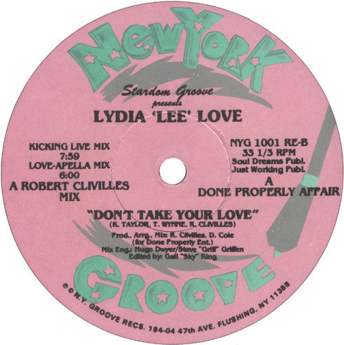 Stardom Groove Presents Lydia Lee Love : Don't Take Your Love (12",33 ⅓ RPM)