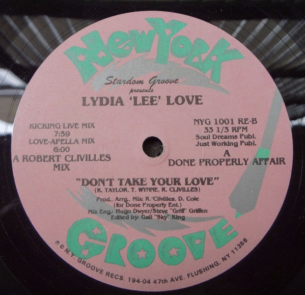 Stardom Groove Presents Lydia Lee Love : Don't Take Your Love (12",33 ⅓ RPM)