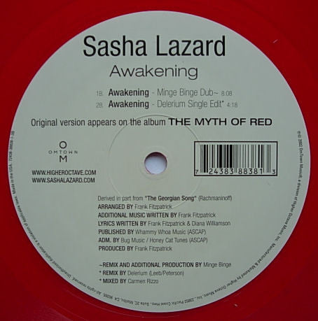 Sasha Lazard : Awakening (12", Promo, Red)