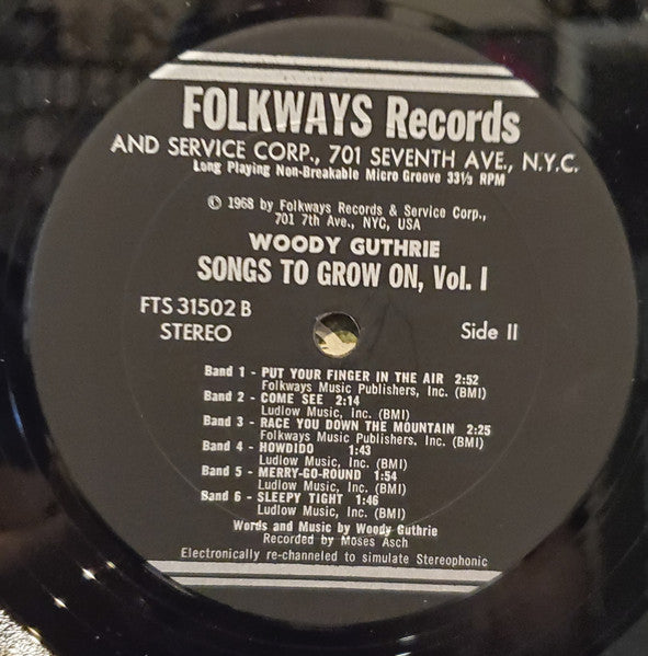 Woody Guthrie : Songs To Grow On Volume One: Nursery Days (LP)