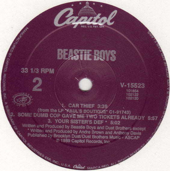 Beastie Boys : An Exciting Evening At Home With Shadrach, Meshach And Abednego (12", Single)