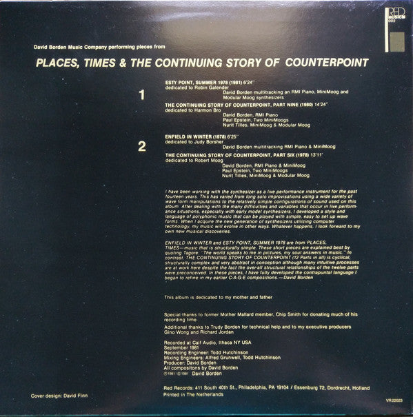 David Borden : Music For Amplified Keyboard Instruments (LP, Album)