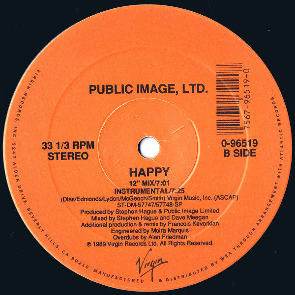 Public Image Ltd* : Warrior / Happy (12")