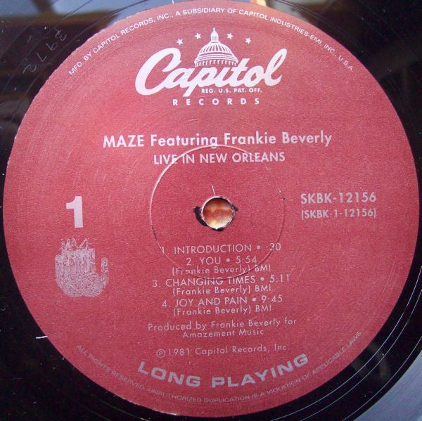 Maze Featuring Frankie Beverly : Live In New Orleans (2xLP, Album, RE, Gat)