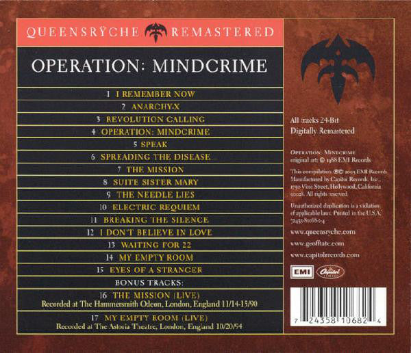 Queensrÿche : Operation: Mindcrime (CD, Album, RE, RM)