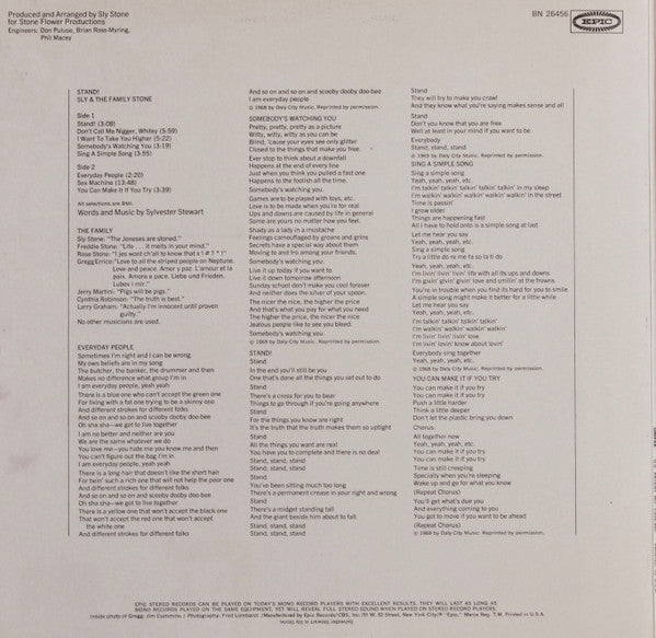 Sly & The Family Stone : Stand! (LP, Album, RP, Gat)