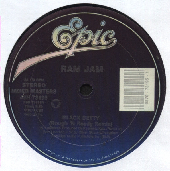 Ram Jam : Black Betty (Rough 'n' Ready Remix) (12")