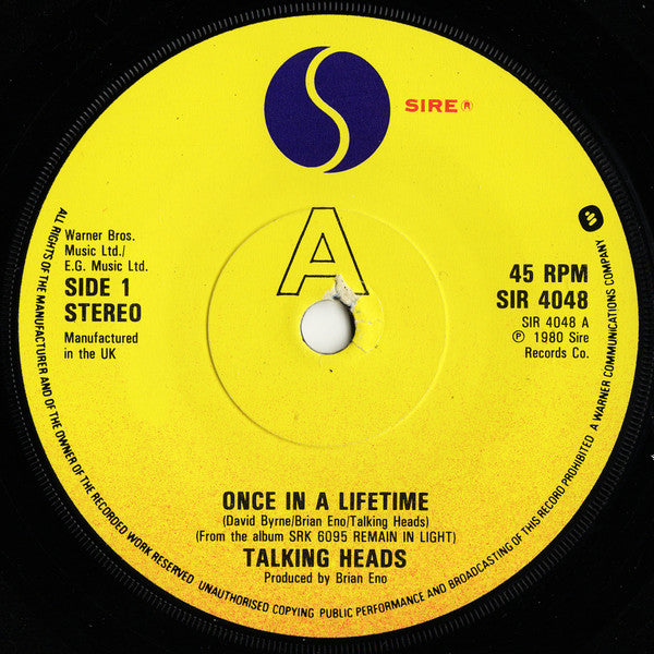 Talking Heads : Once In A Lifetime (7", Single)