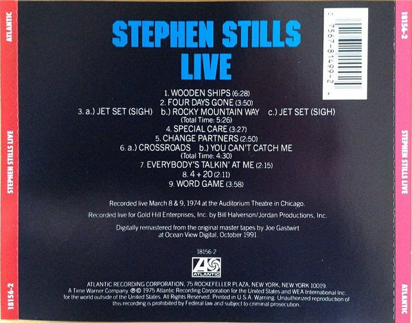 Stephen Stills : Stephen Stills Live (CD, Album, RE, RM)