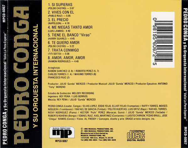 Pedro Conga Y Su Orquesta Internacional : Valio La Pena Esperar (CD, Album)