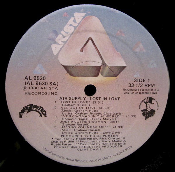 Air Supply : Lost In Love (LP, Album, Ter)