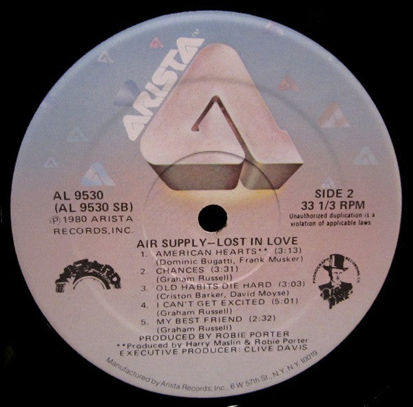 Air Supply : Lost In Love (LP, Album, Ter)