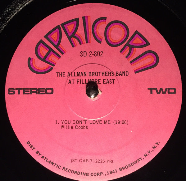 The Allman Brothers Band : The Allman Brothers Band At Fillmore East (2xLP, Album, PR )