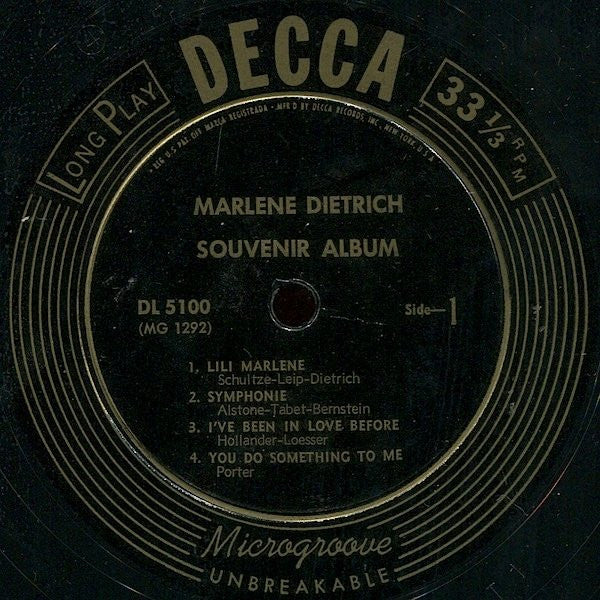 Marlene Dietrich : Souvenir Album (10", Comp)