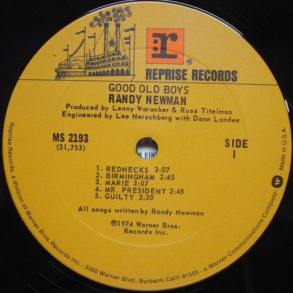 Randy Newman : Good Old Boys (LP, Album, RP, Pit)