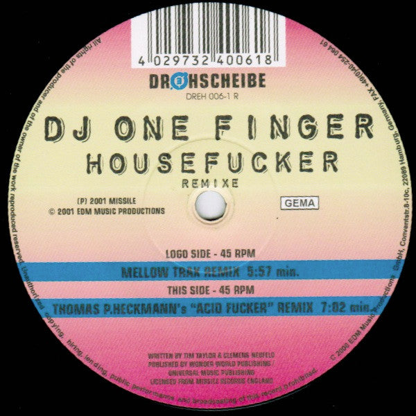 DJ One Finger : Housefucker (Remixe) (12")