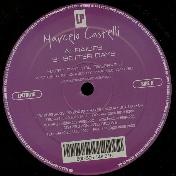 Marcelo Castelli : Raices / Better Days (12")