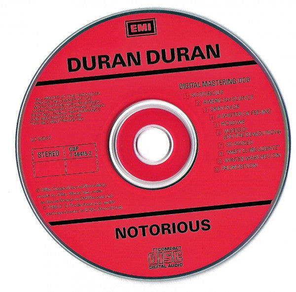 Duran Duran : Notorious (CD, Album, RP)