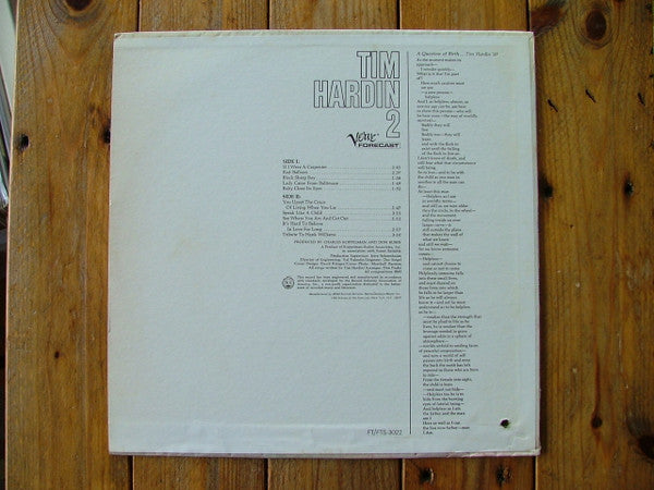 Tim Hardin : Tim Hardin 2 (LP, Album, Mono, Promo)