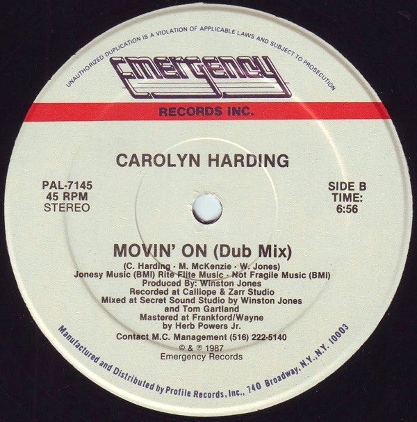 Carolyn Harding : Movin' On (12", Single)
