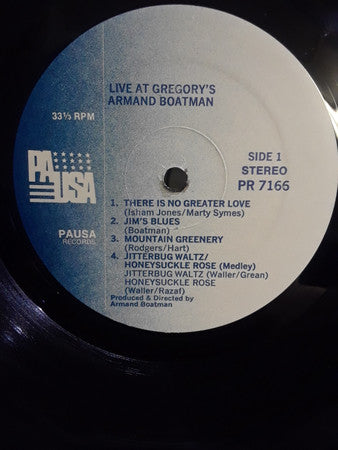 Armand Boatman : Live At Gregory's (LP, Album)