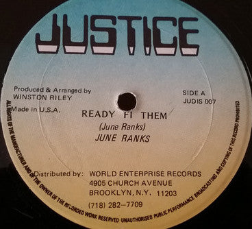 Junie Ranks, Winston Riley All Stars* : Ready Fi Them (12")