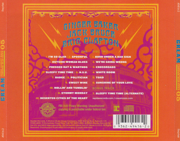 Cream (2) : Royal Albert Hall - London - May 2-3-5-6 05 (2xCD, Album)