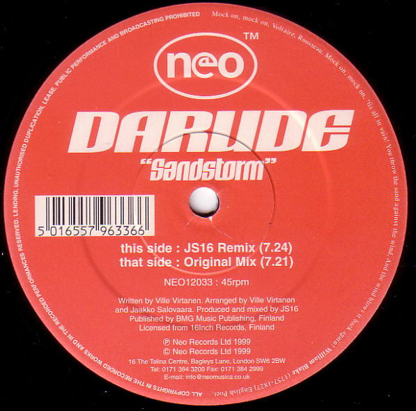 Darude : Sandstorm (12", Single)