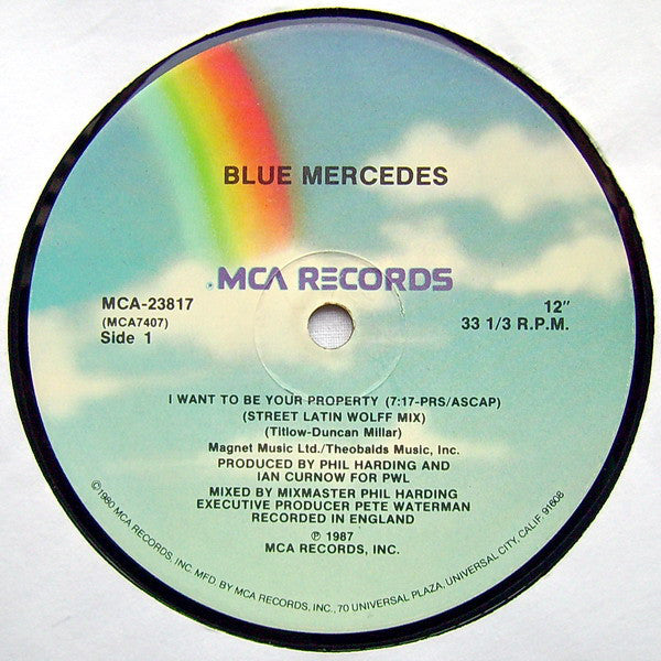Blue Mercedes : I Want To Be Your Property (DEF B4 Dishonour Mix) (12", Single, Pin)