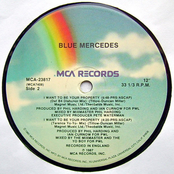 Blue Mercedes : I Want To Be Your Property (DEF B4 Dishonour Mix) (12", Single, Pin)
