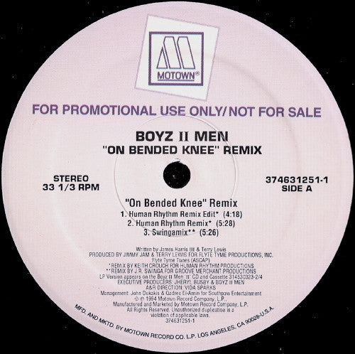 Boyz II Men : On Bended Knee (Remix) (12", Promo)